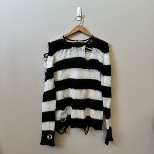 Current Mood Dollskill Icy lost cause striped distressed striped sweater 💜